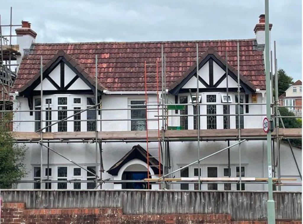 tiled roof on building