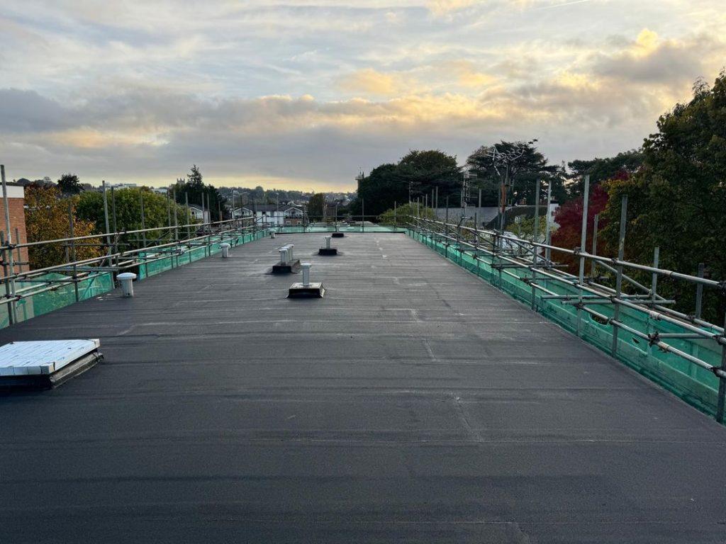 black roof flat roofing